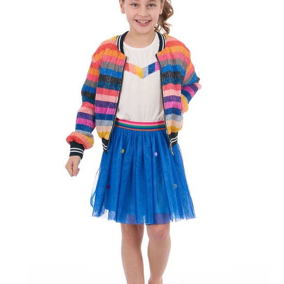 Hannah Banana Other - Hannah Banana Multicolor Striped Sequin Bomber Jacket Size 6X